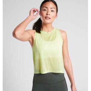 Athleta Vapor Muscle Tank Top Shirt Neon Yellow Crop XL